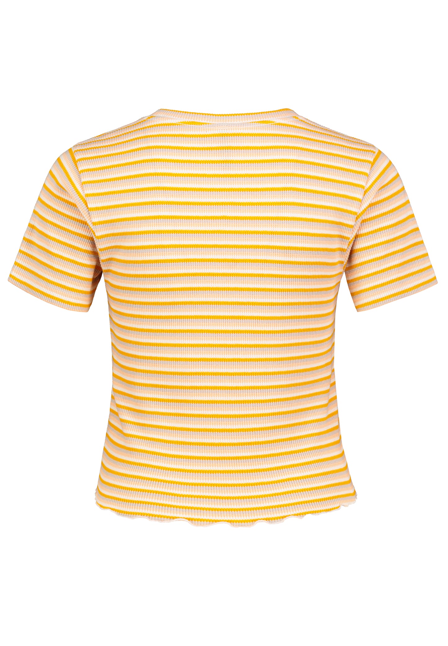 DOB Shirt, cropped, kurzarm, Rundhals mit Piping, Saum und Ärmel mit Rollsaum,Allover Streifen