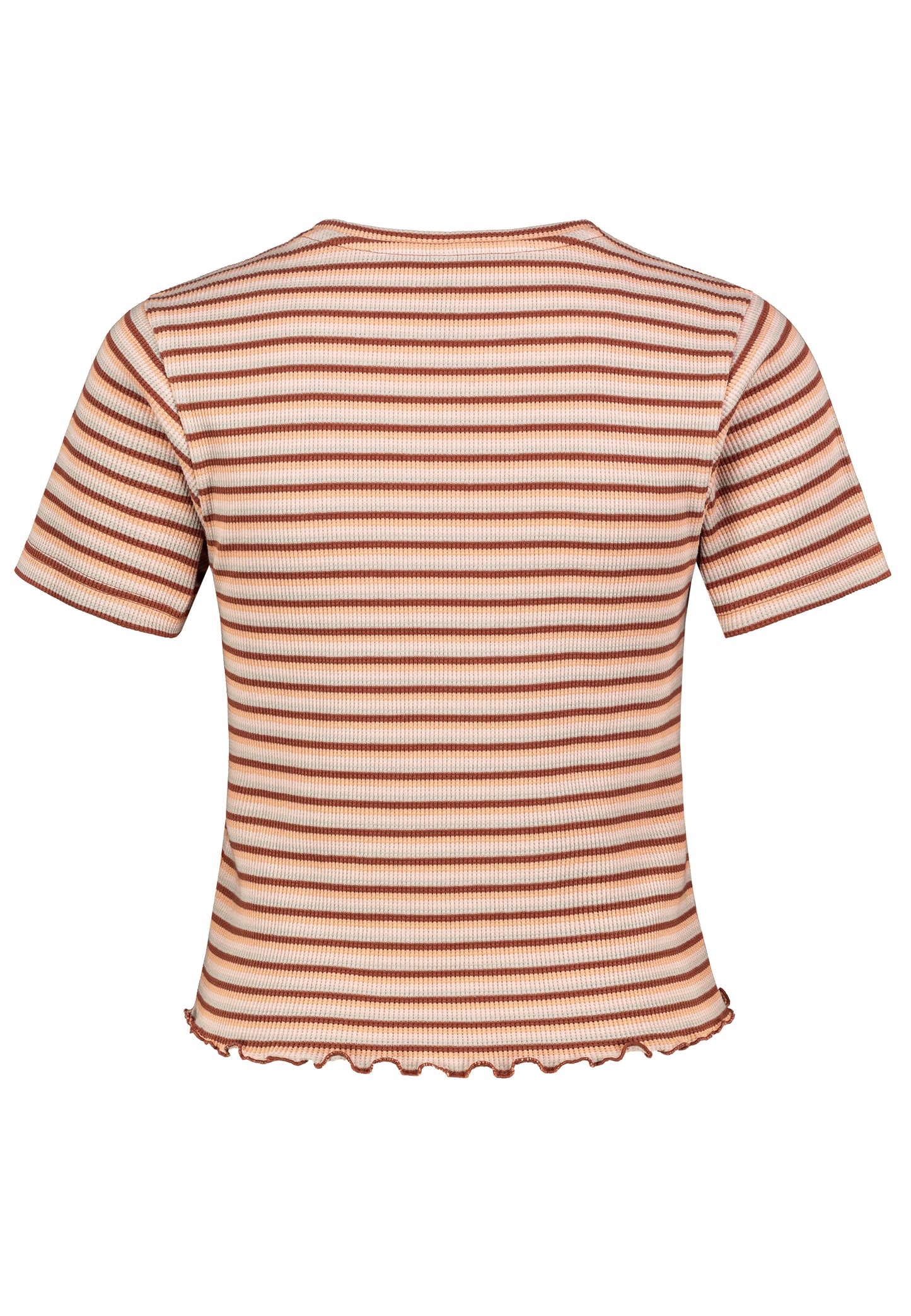 DOB Shirt, cropped, kurzarm, Rundhals mit Piping, Saum und Ärmel mit Rollsaum,Allover Streifen