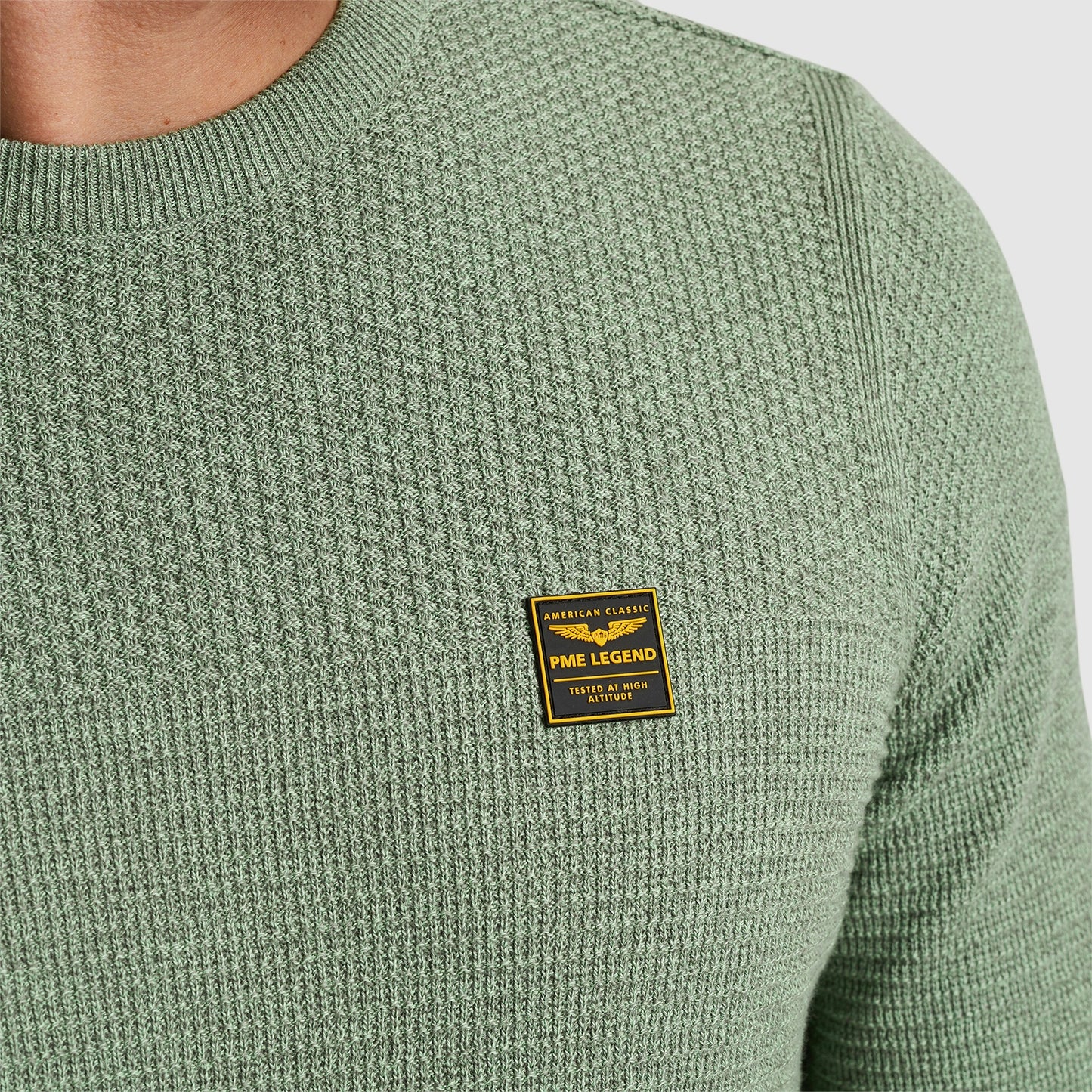 Crewneck collar cotton mouline