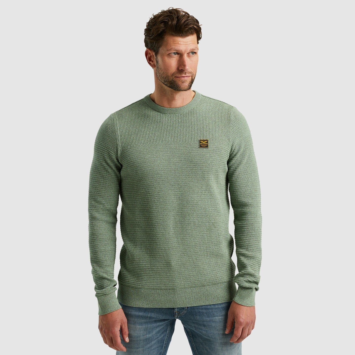 Crewneck collar cotton mouline