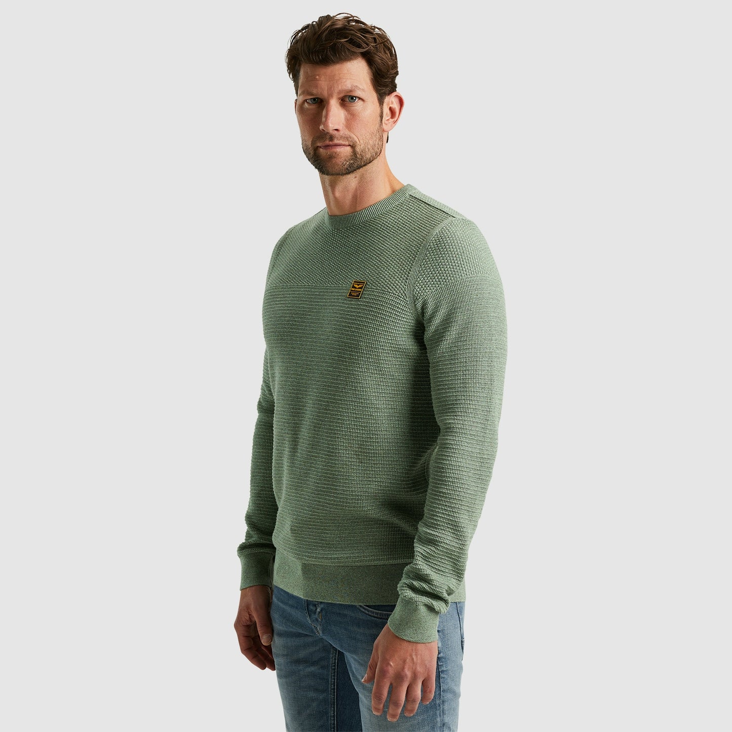 Crewneck collar cotton mouline
