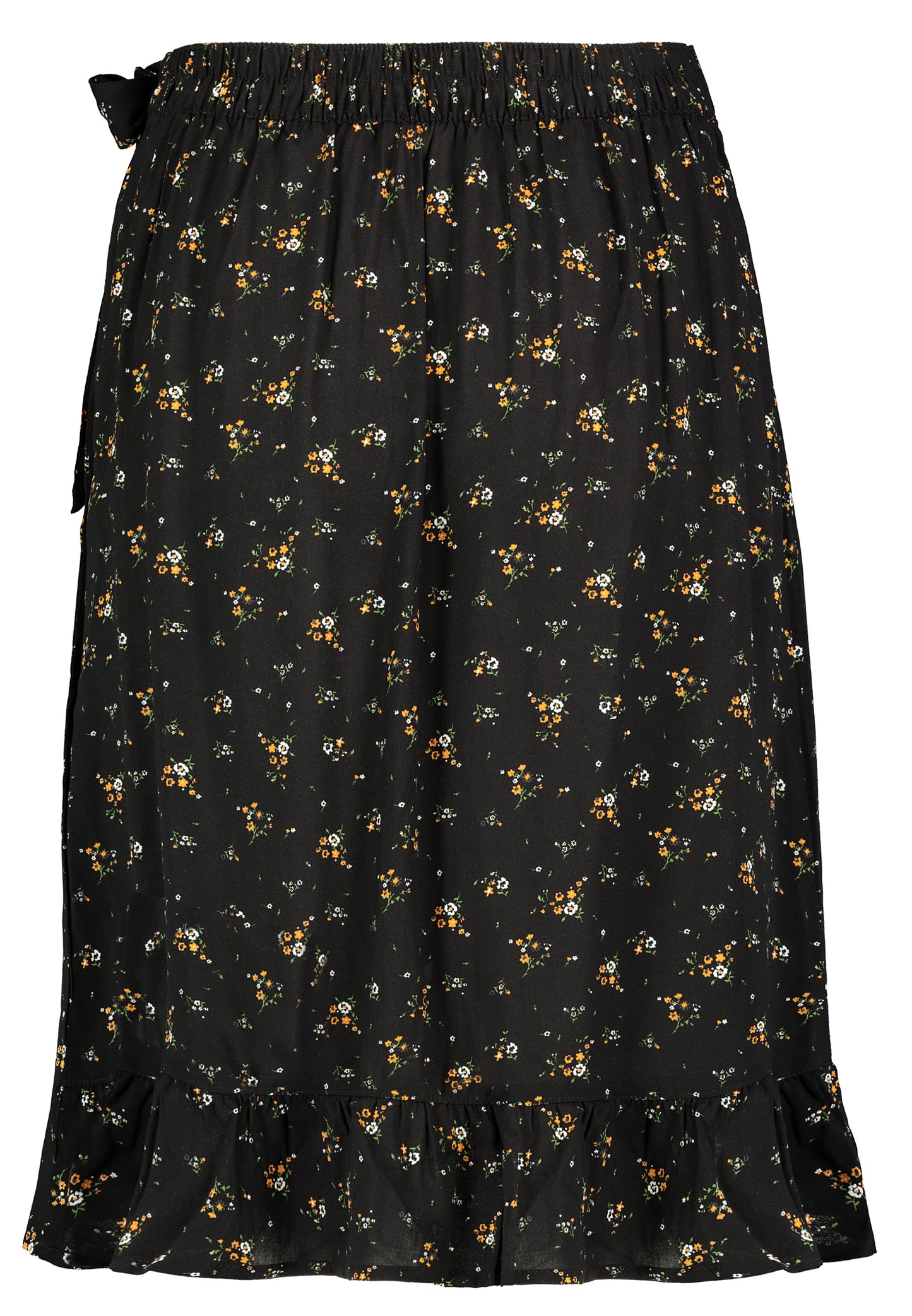 Wickelrock, midi, seitliches Band zumSchnüren, Volant am Saum, Gummibund hinten