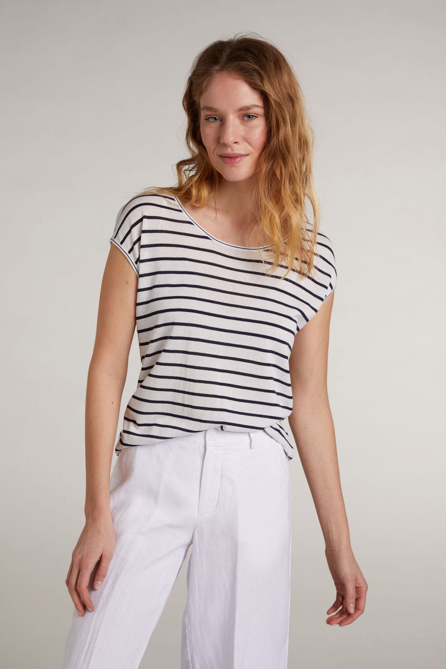 Kurzarmpullover mit Streifen