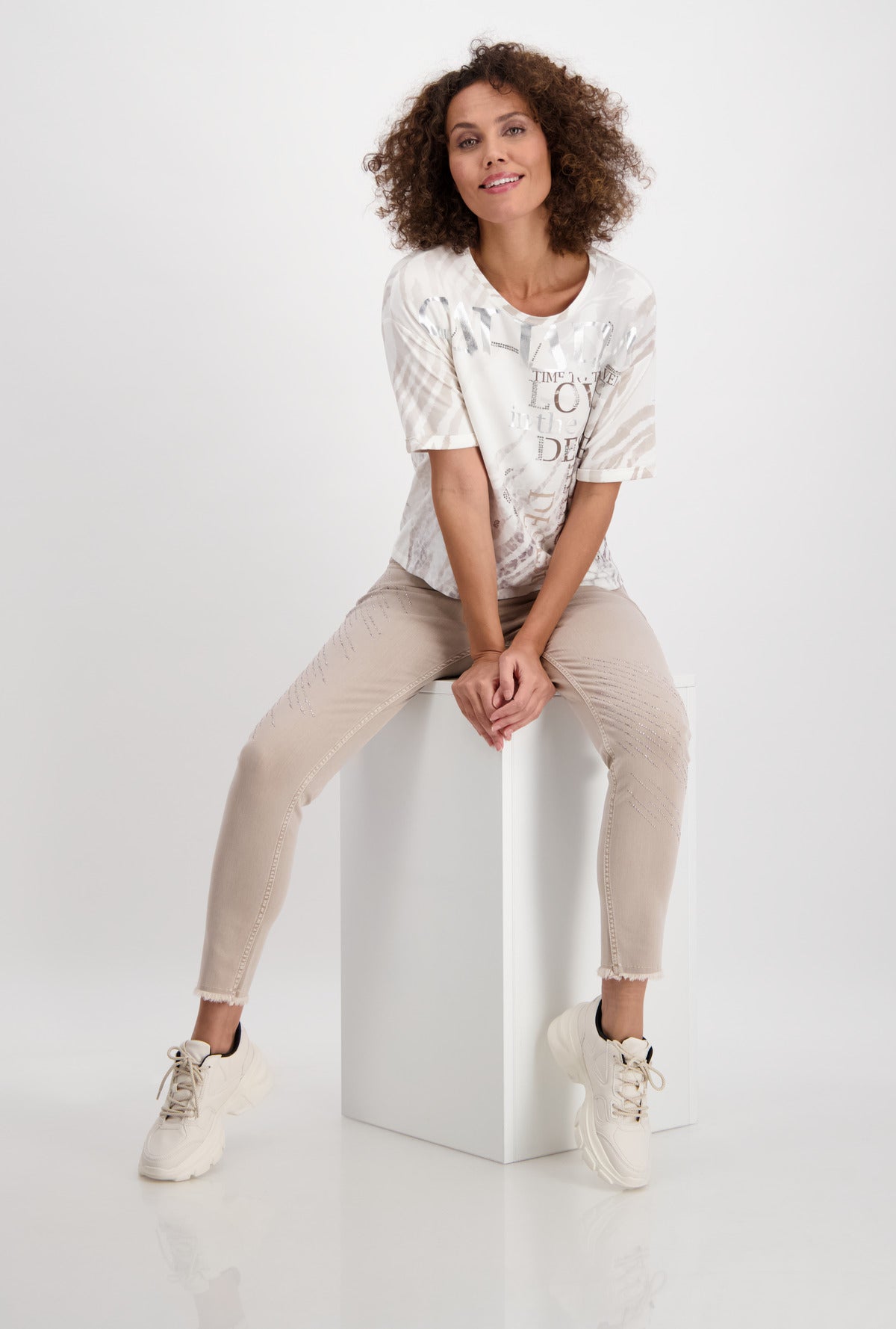 Shirt, sandstone gemustert