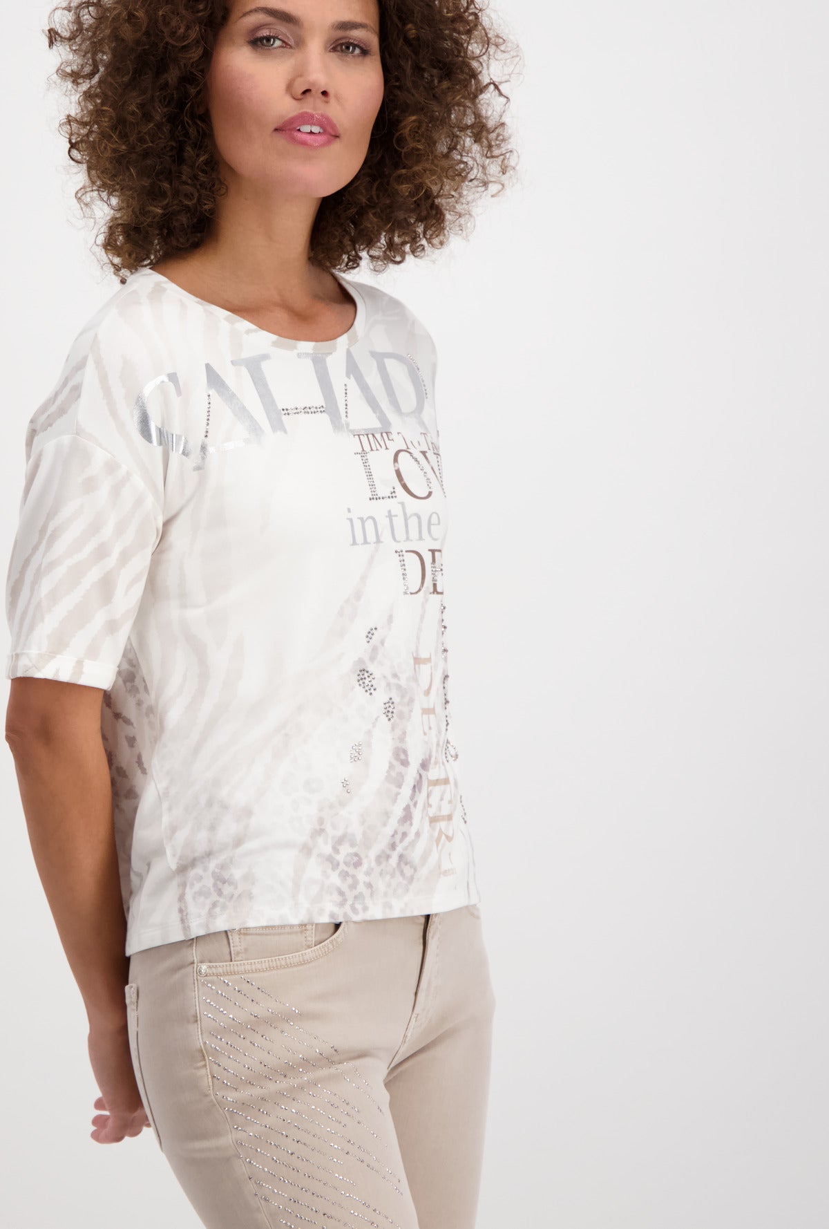 Shirt, sandstone gemustert