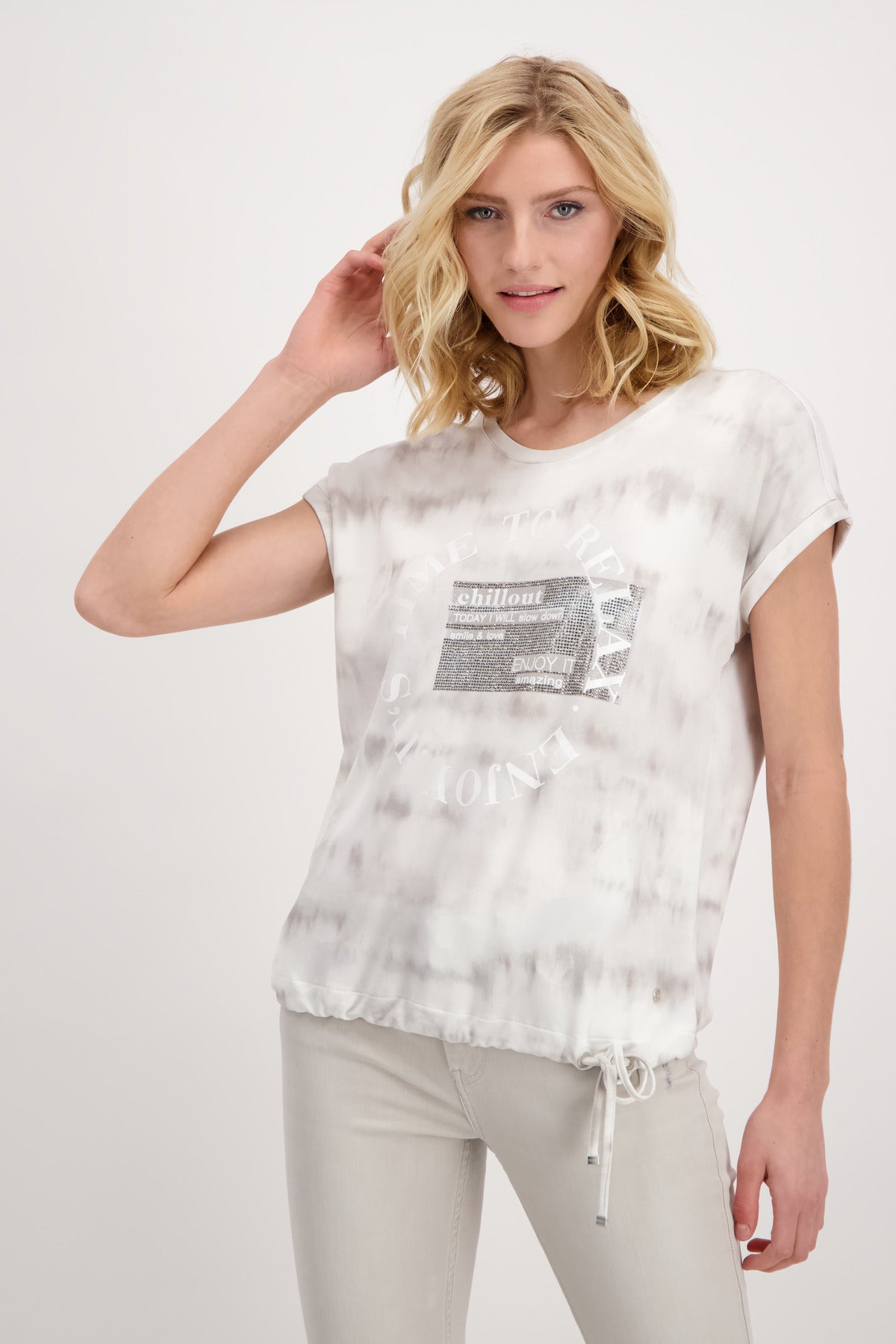 Shirt, greige gemustert