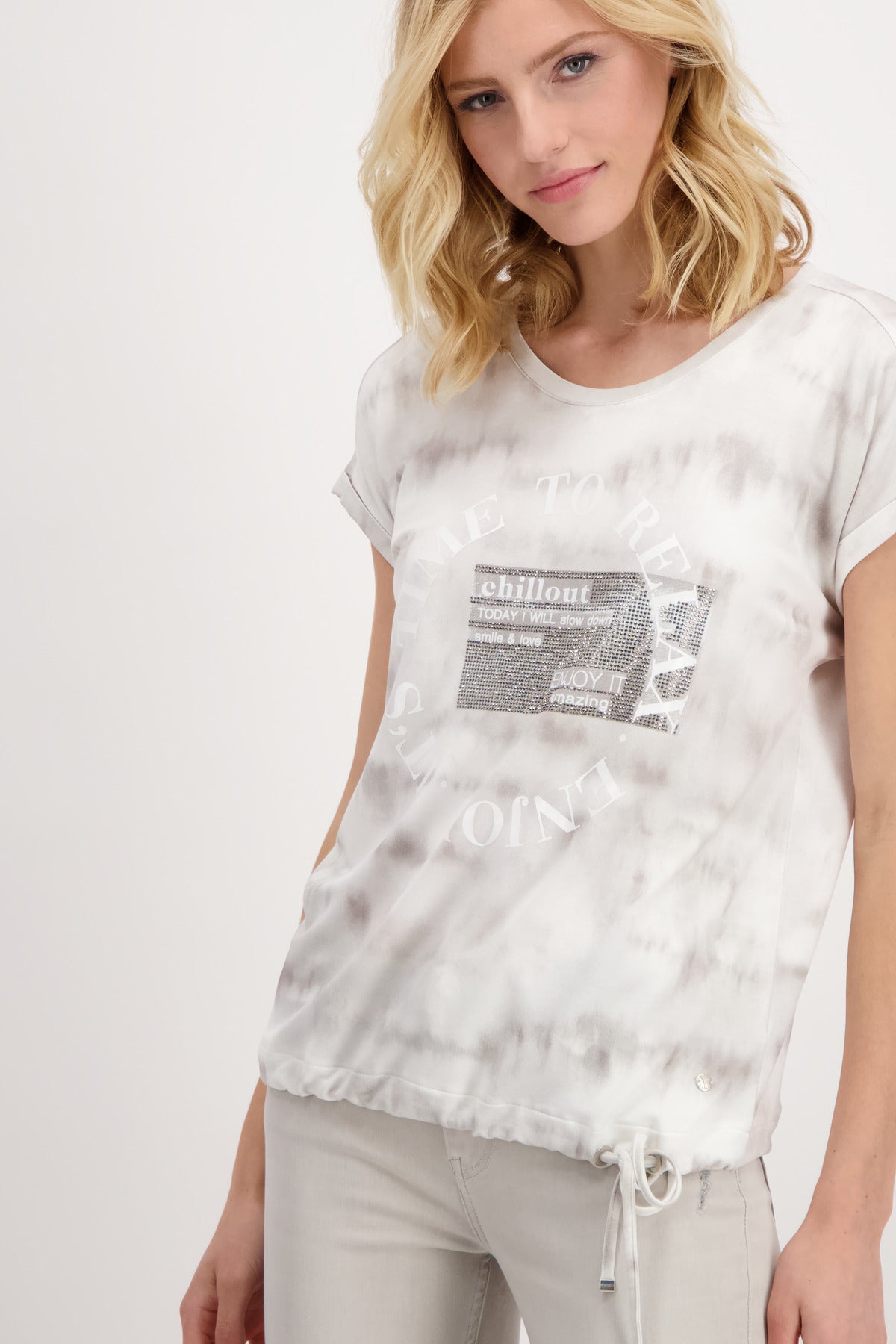 Shirt, greige gemustert