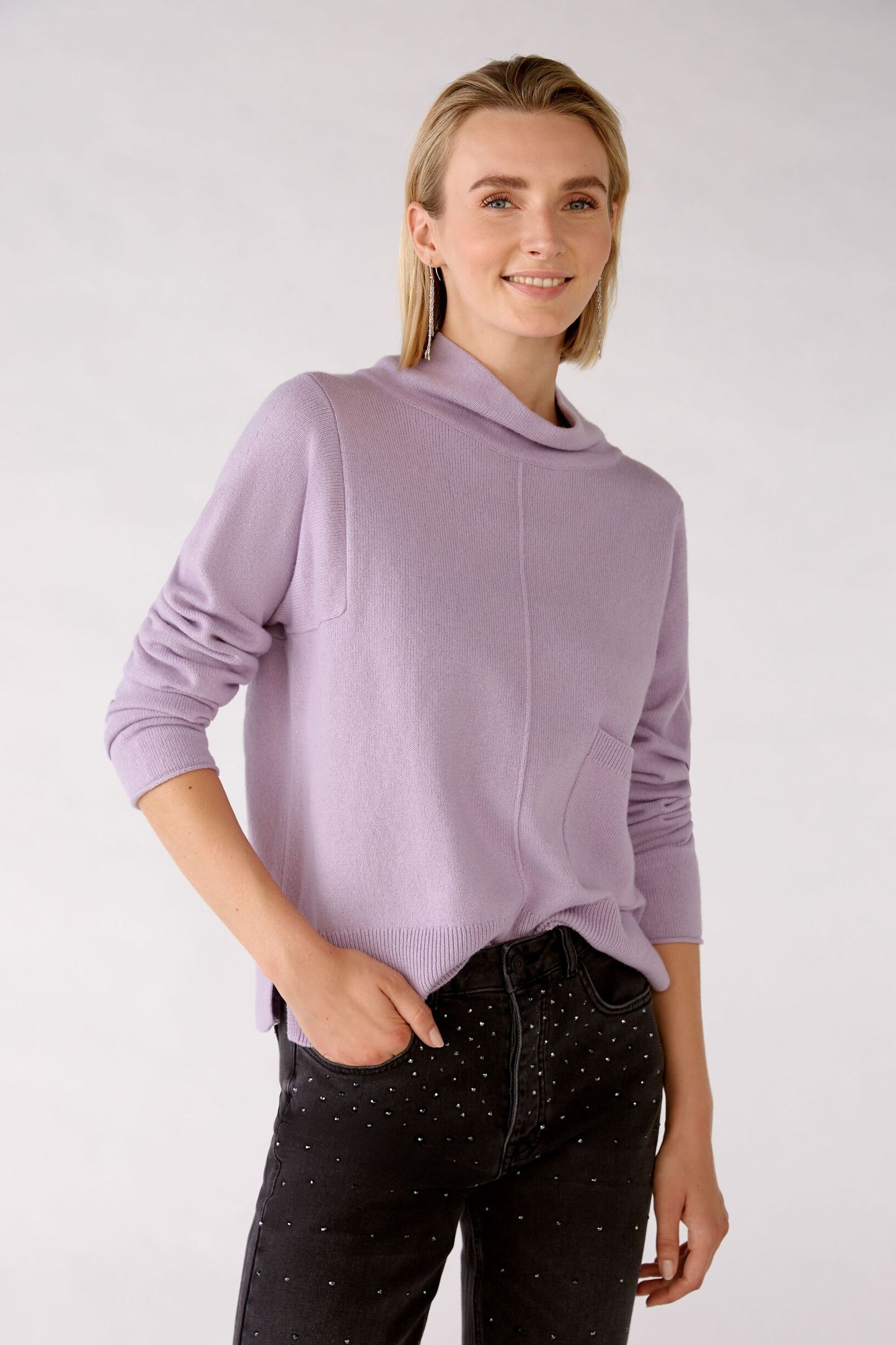 Strickpullover mit Stehkragen