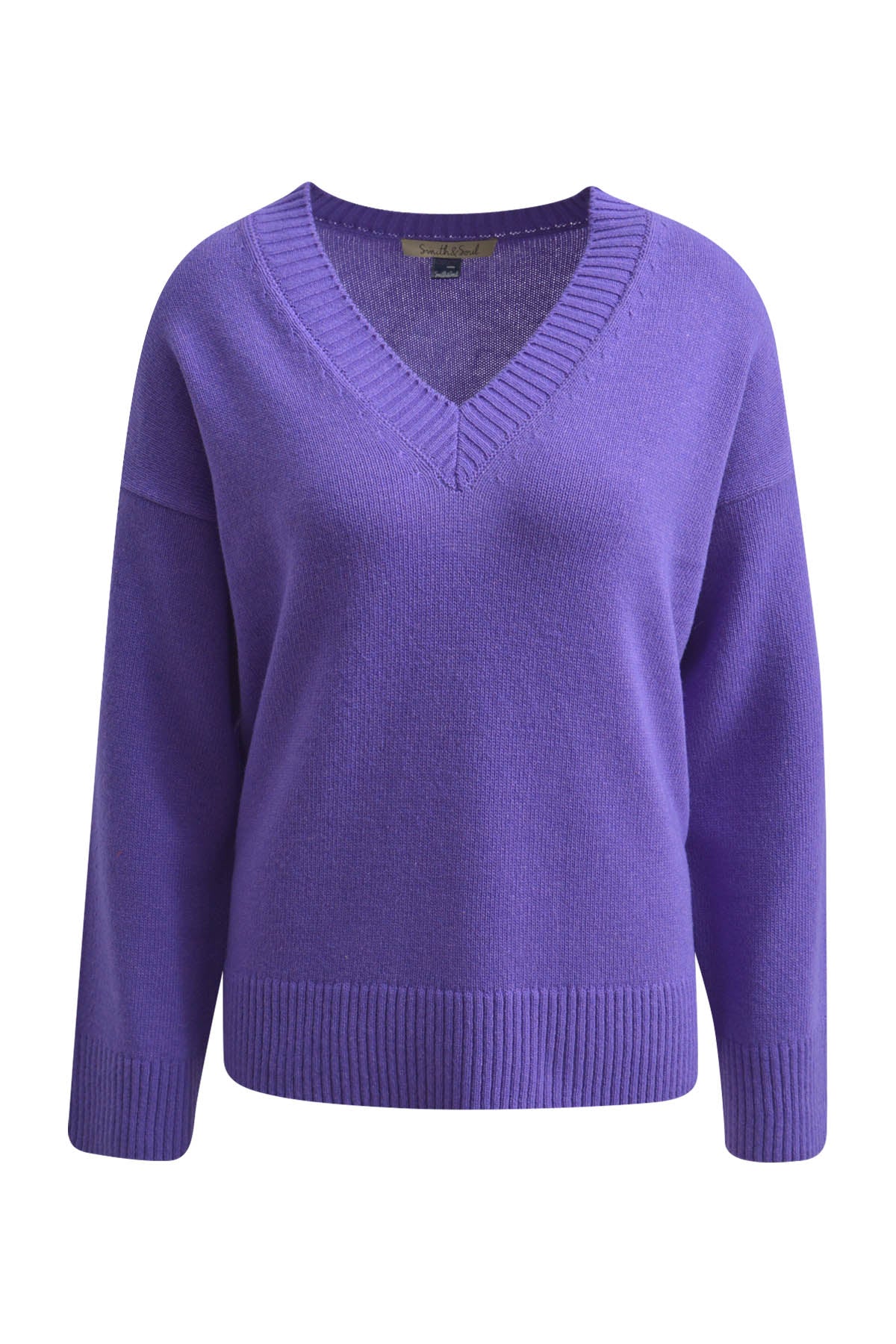 Wide Rib V-Neck Pullover