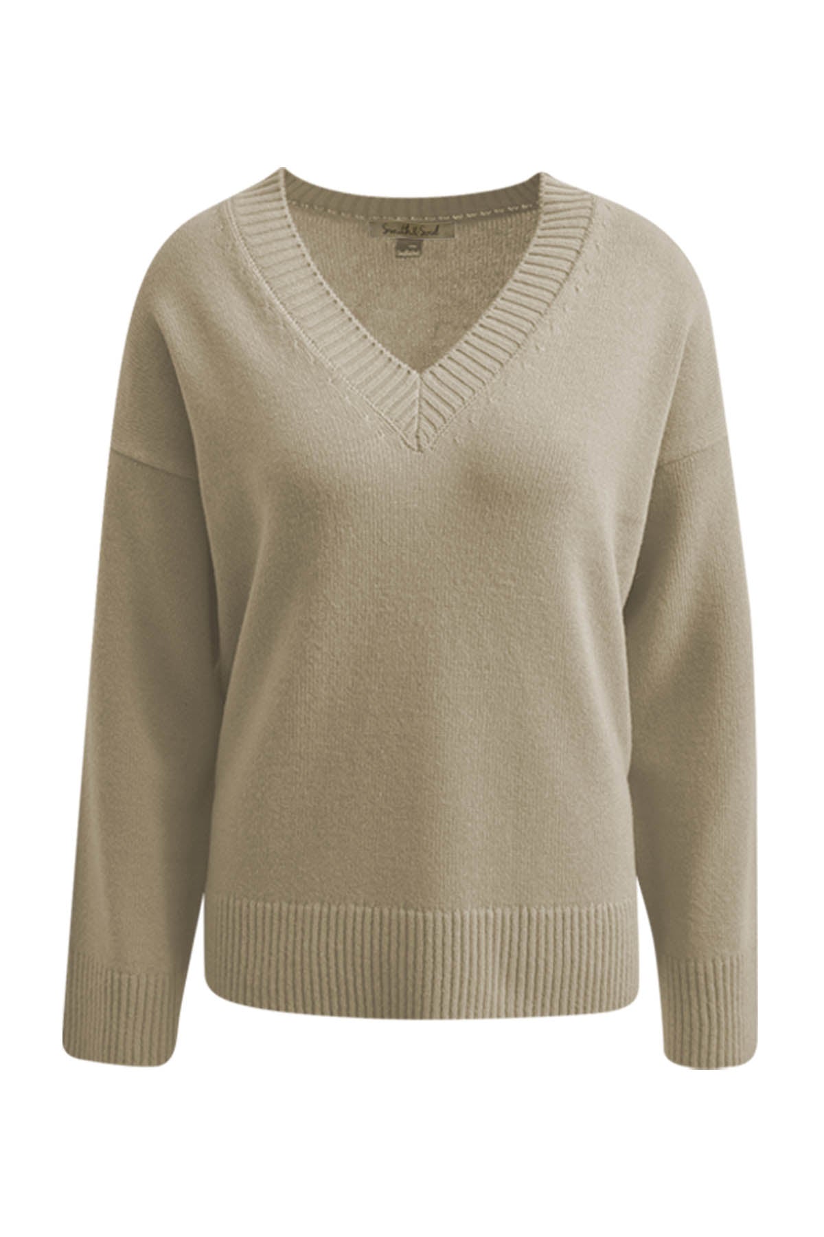 Wide Rib V-Neck Pullover