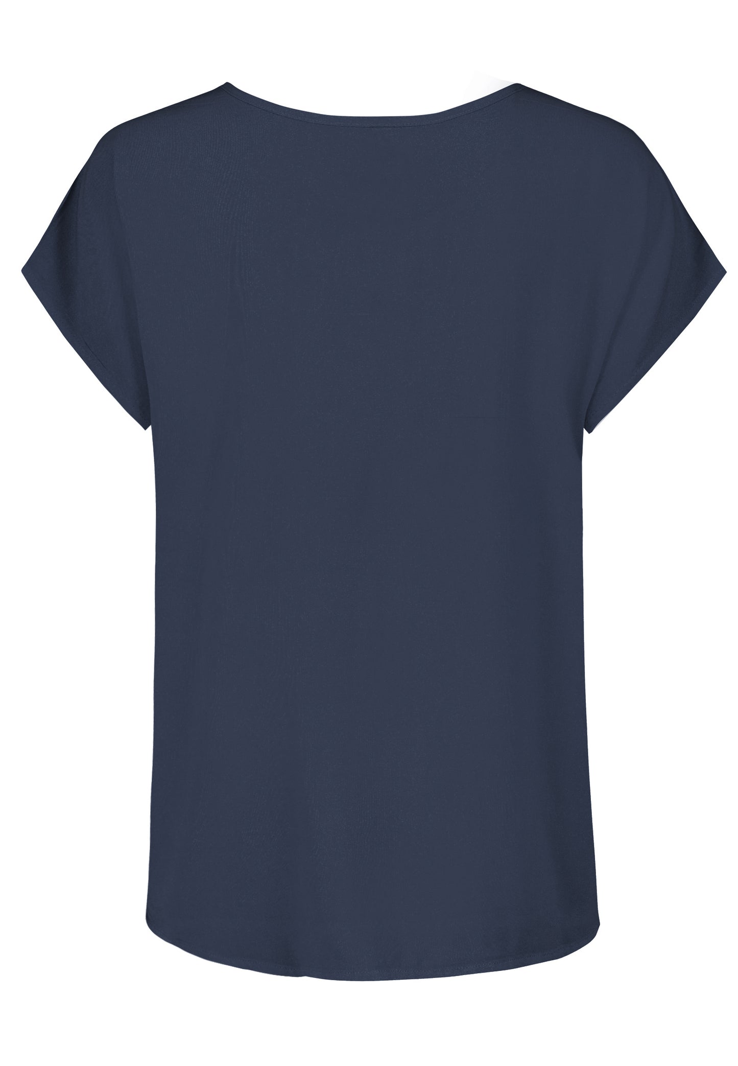 DOB Bluse, Rundhals mit Piping, übe, navy