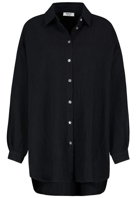 DOB LONG-Bluse, Oversize, überschni, black