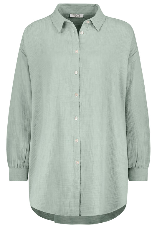 DOB LONG-Bluse, Oversize, überschni, jadeite green