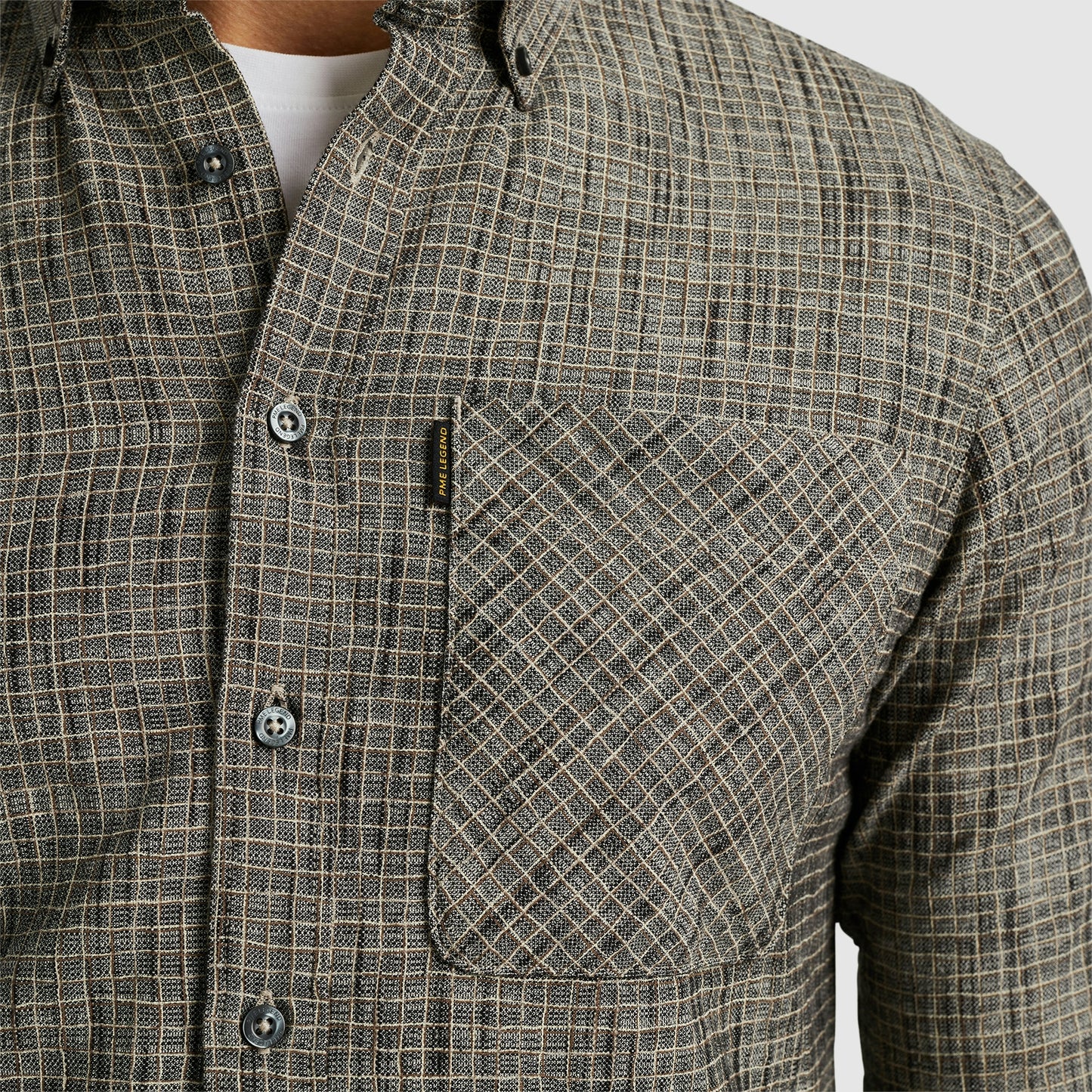 Long Sleeve Shirt Print On 2 tone slub