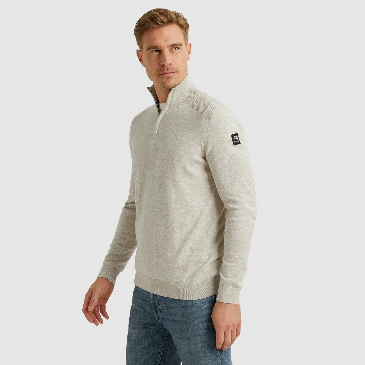 Half zip collar cotton mouline