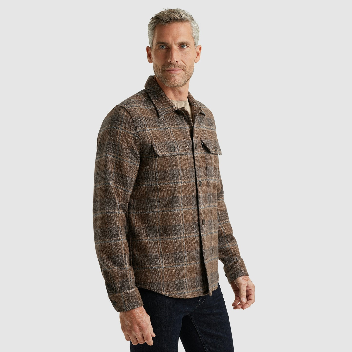 Long Sleeve Shirt Check Brushed Mouline