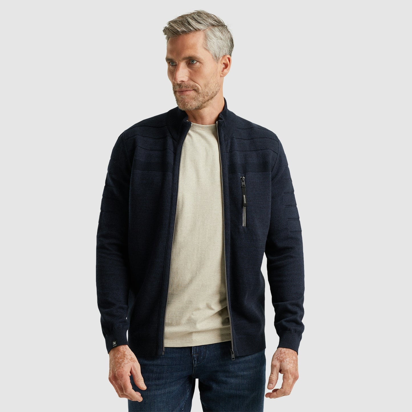 Zip jacket cotton bonded mouline