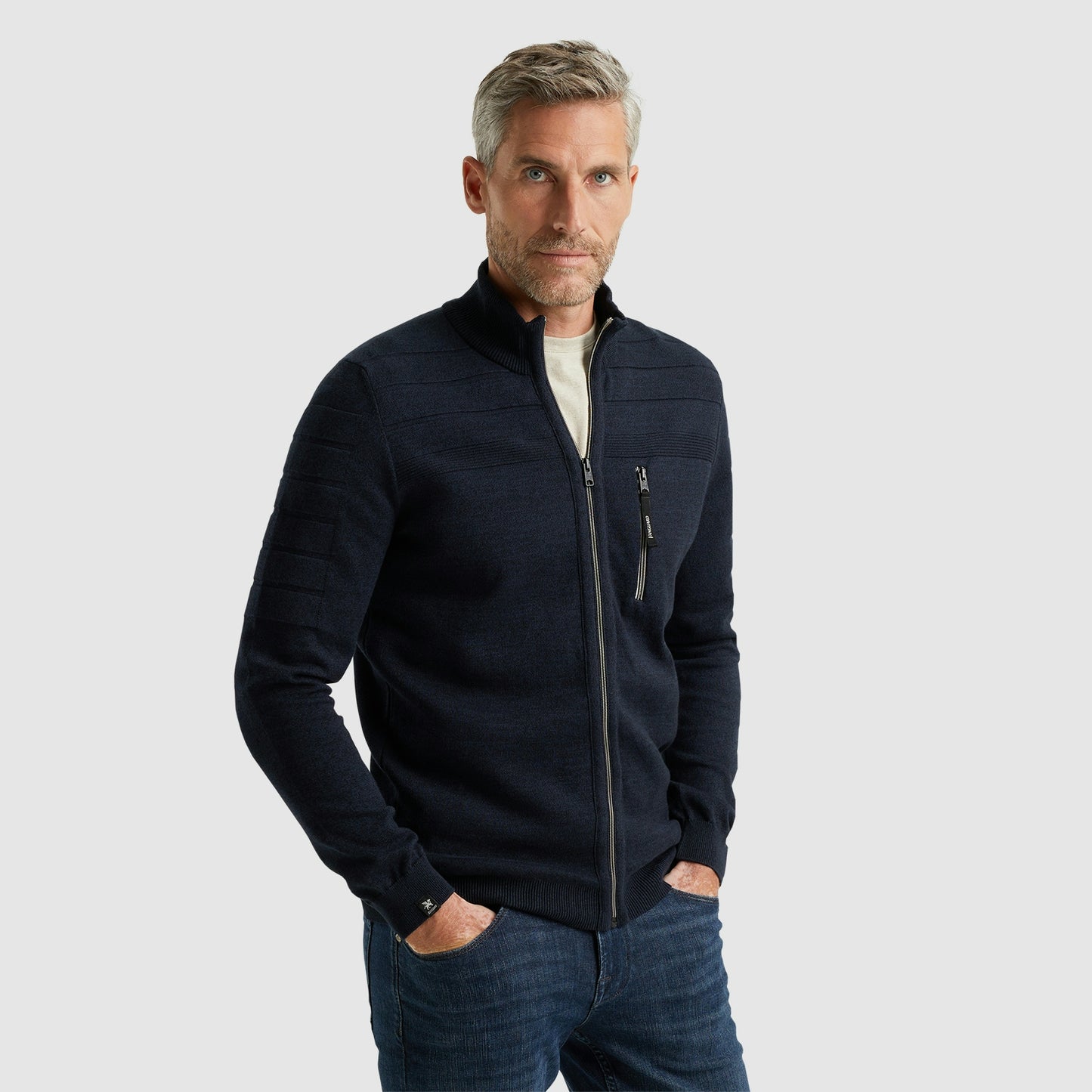 Zip jacket cotton bonded mouline