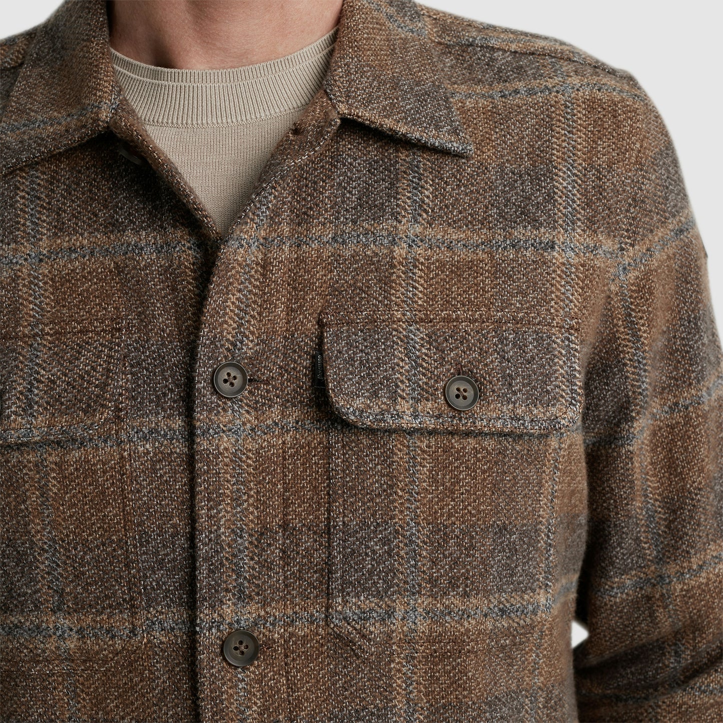 Long Sleeve Shirt Check Brushed Mouline