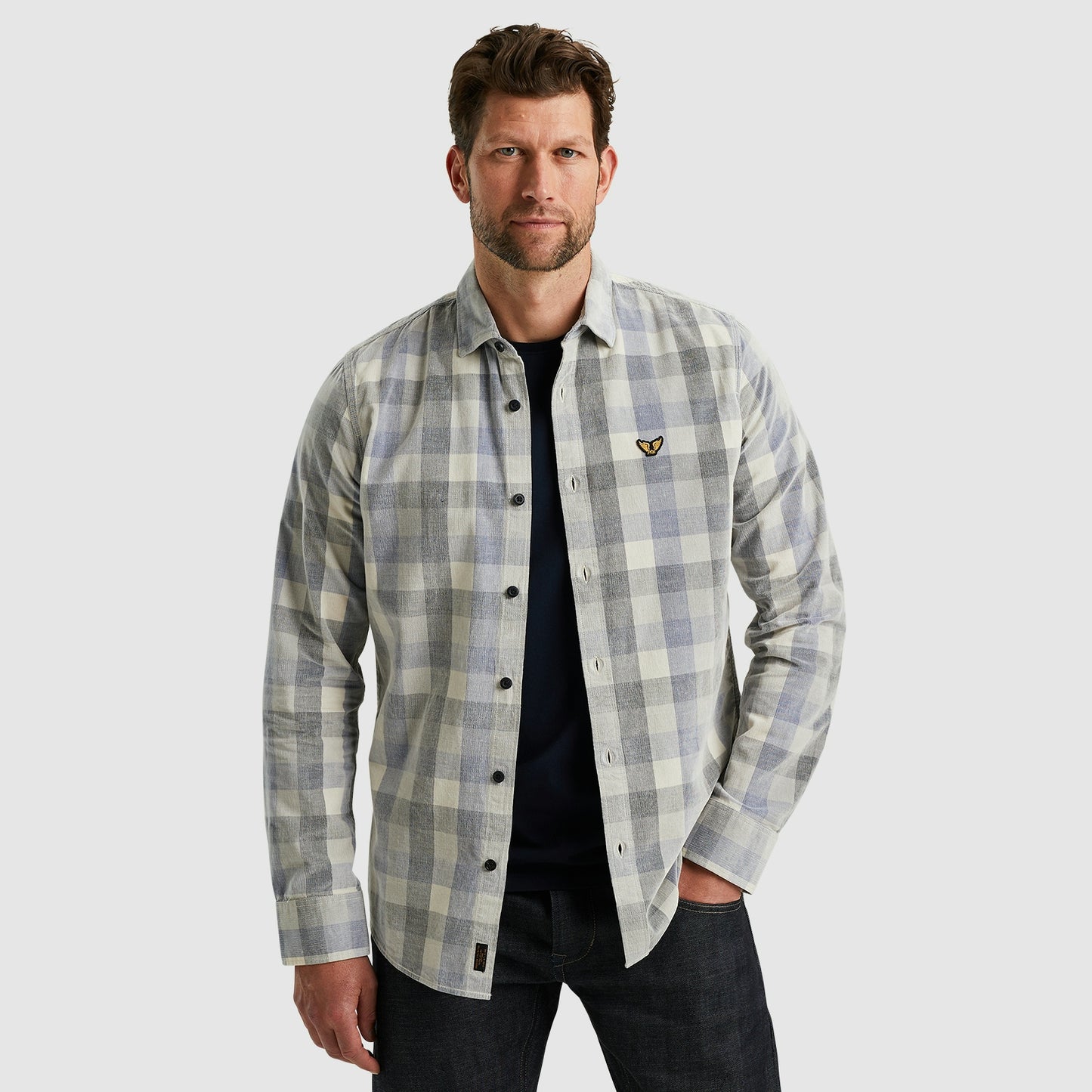 Long Sleeve Shirt Fine Corduroy Yarndyed Check