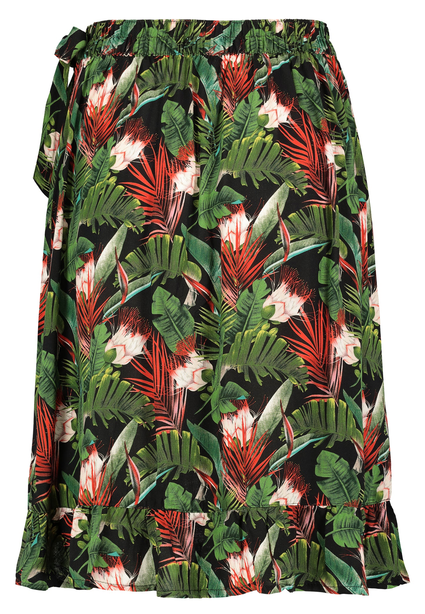 Wickelrock, midi, seitliches Band zumSchnüren, Volant am Saum, Gummibund hinten